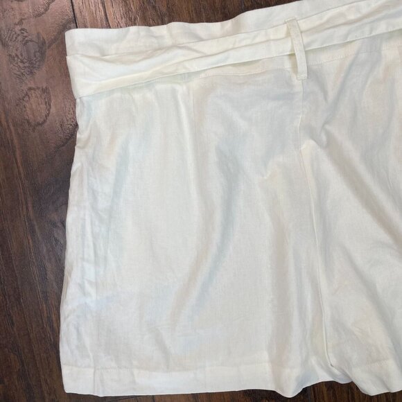 Ophelia Roe Paperbag Shorts 2X White Linen Blend Belted Women's - Picture 6 of 11